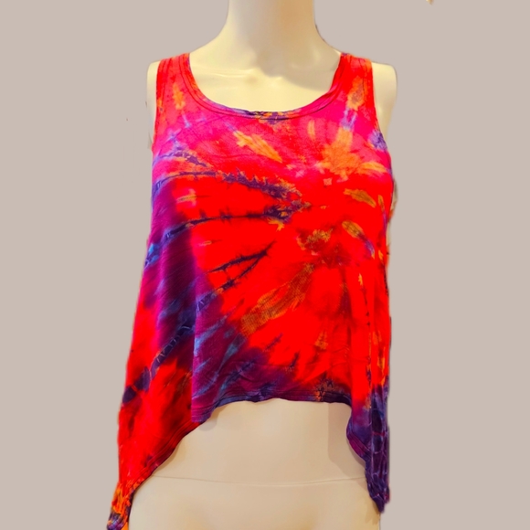 TIE DYE Stretchy Rayon Hippie Hi Lo Top**11 Colors Avail.*** O/S - Picture 5 of 12